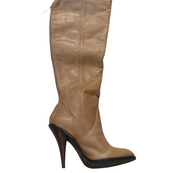 NEW BCBGMaxazaria Over the knee Tan Leather High Heel Boots Retail $595 - Picture 4 of 7